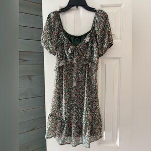 As U Wish Green Floral Mini Dress